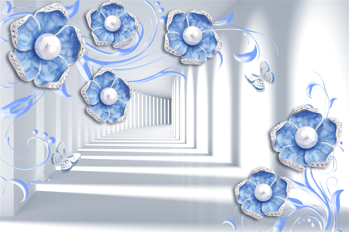 Fototapeta modrá flóra v uličke