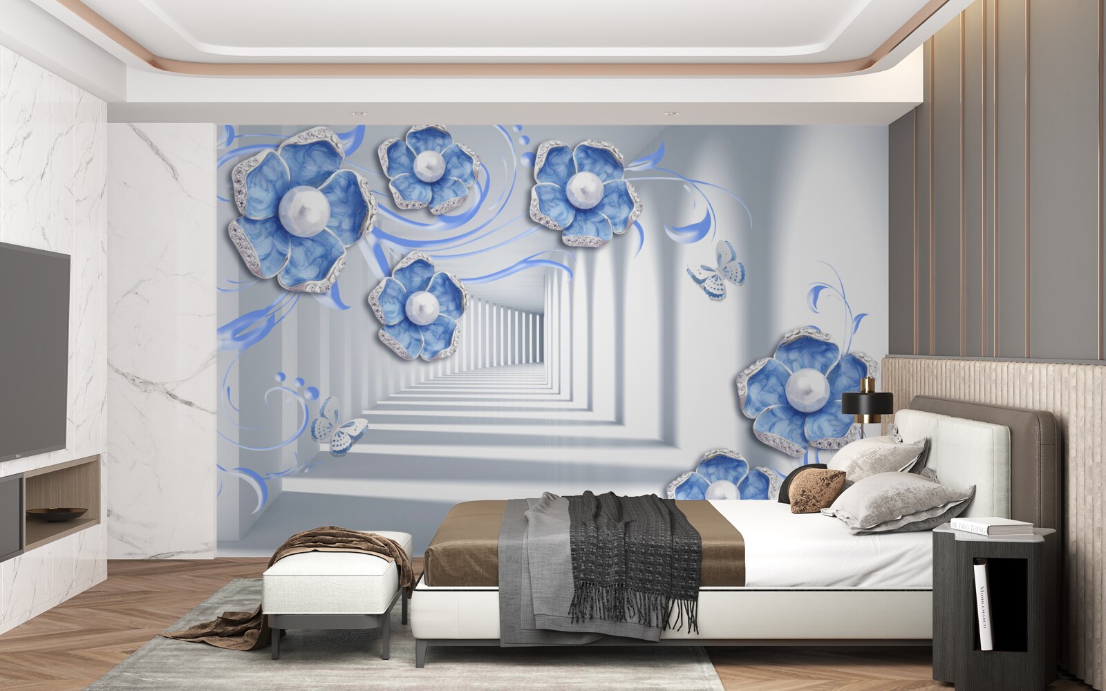 Fototapeta modrá flóra v uličke