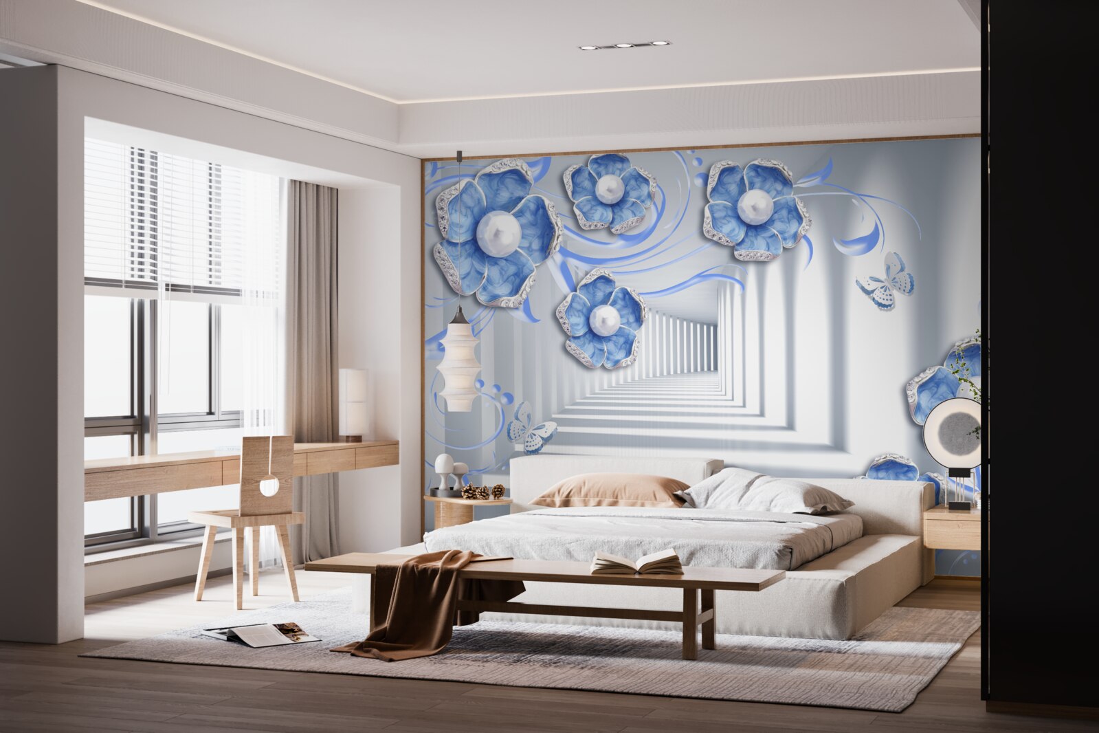 Fototapeta modrá flóra v uličke