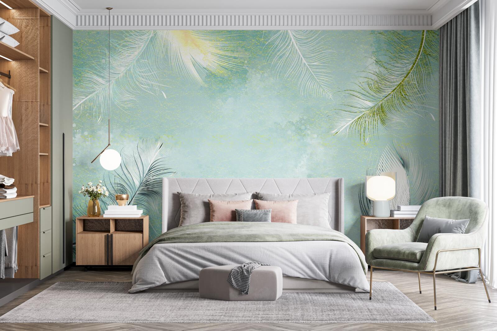 Fototapeta jemná tyrkysová ladnosť peria