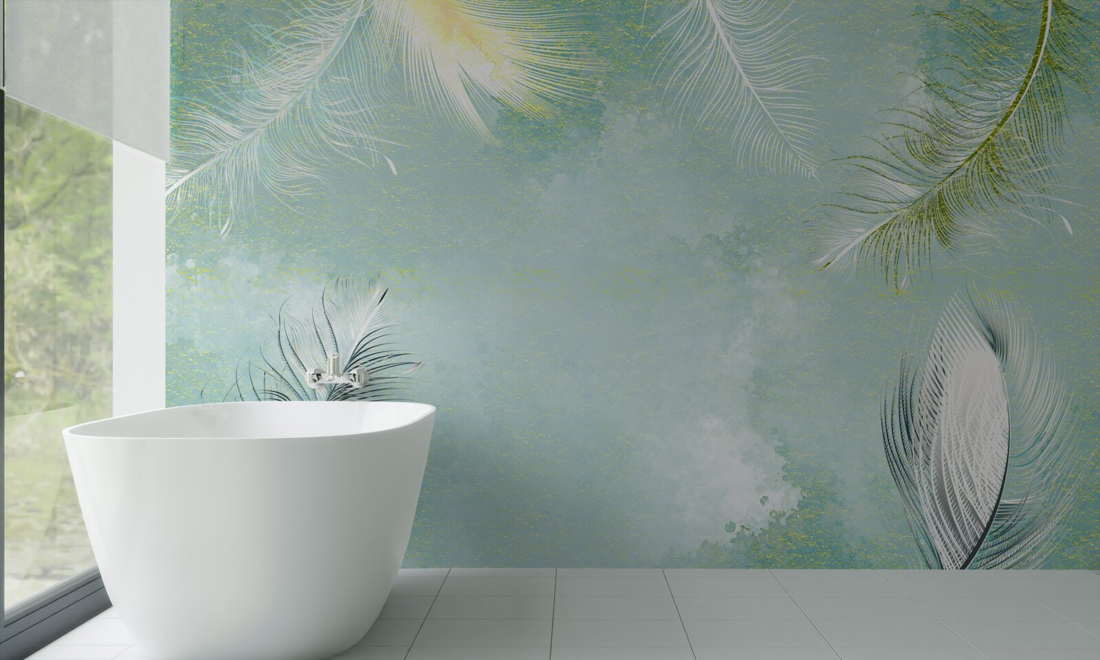 Fototapeta jemná tyrkysová ladnosť peria