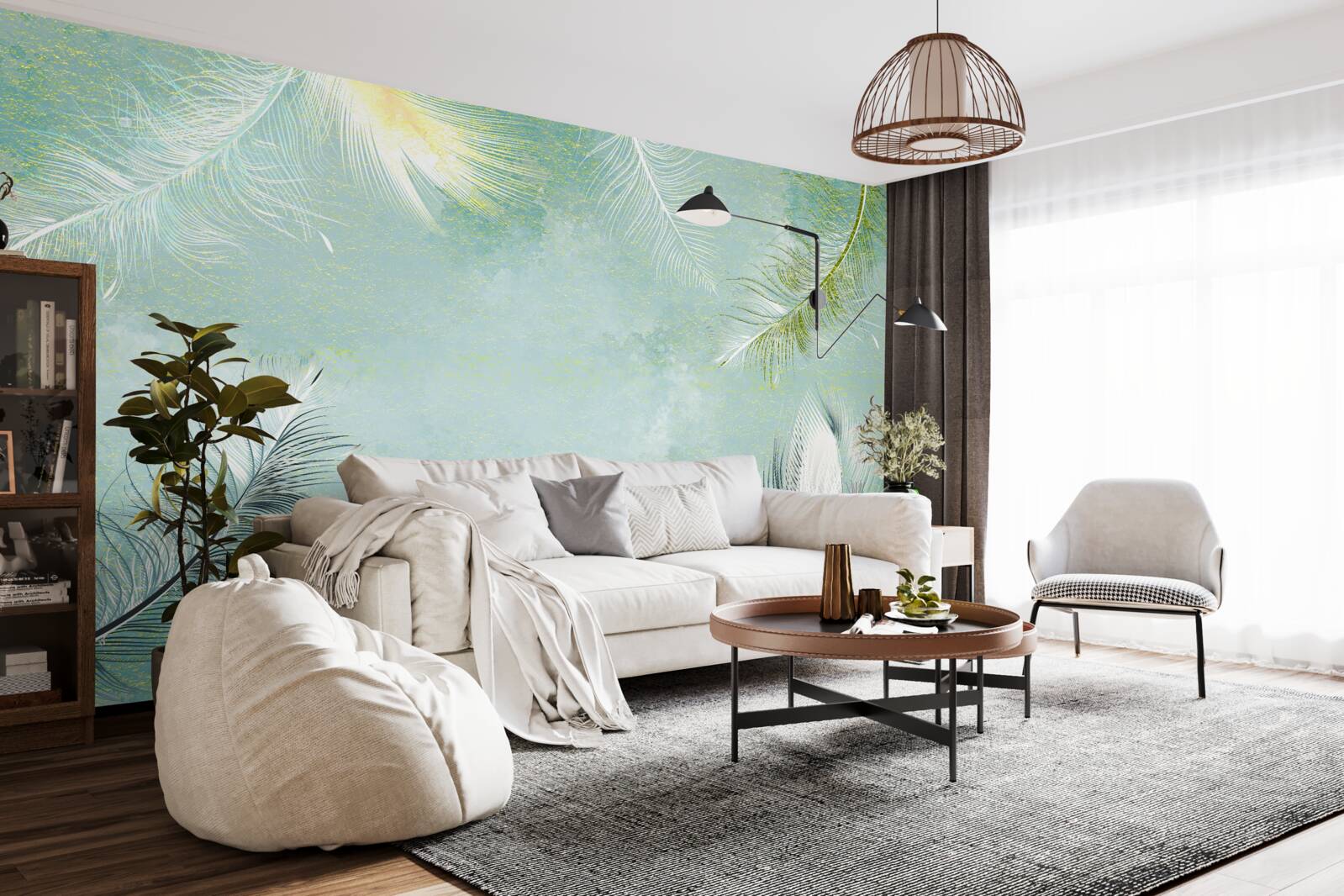 Fototapeta jemná tyrkysová ladnosť peria