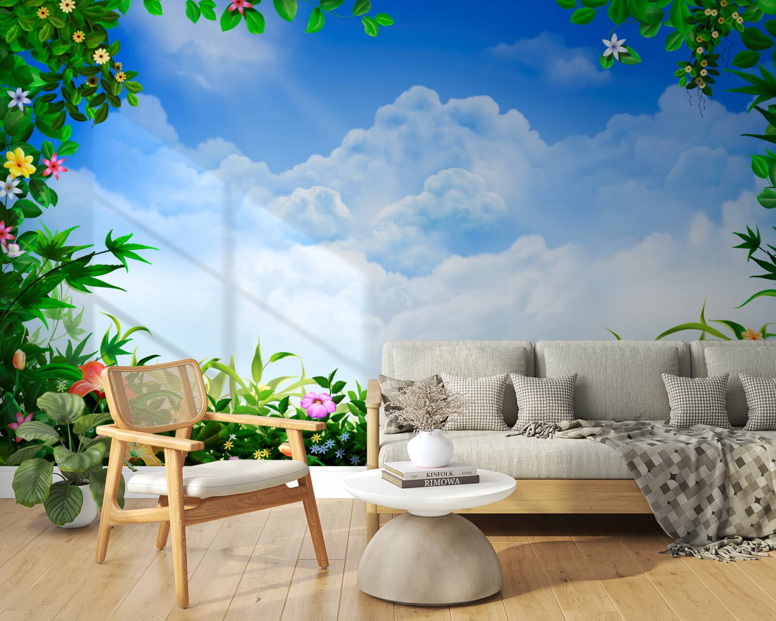 Fototapeta zelené listy sa trblietajú pod modrými mrakmi