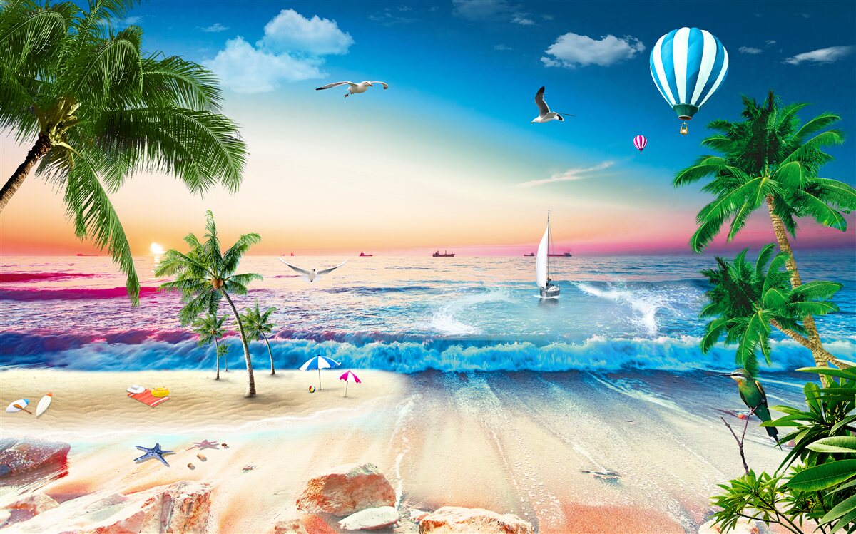 Fototapeta morská maľba s vlnou