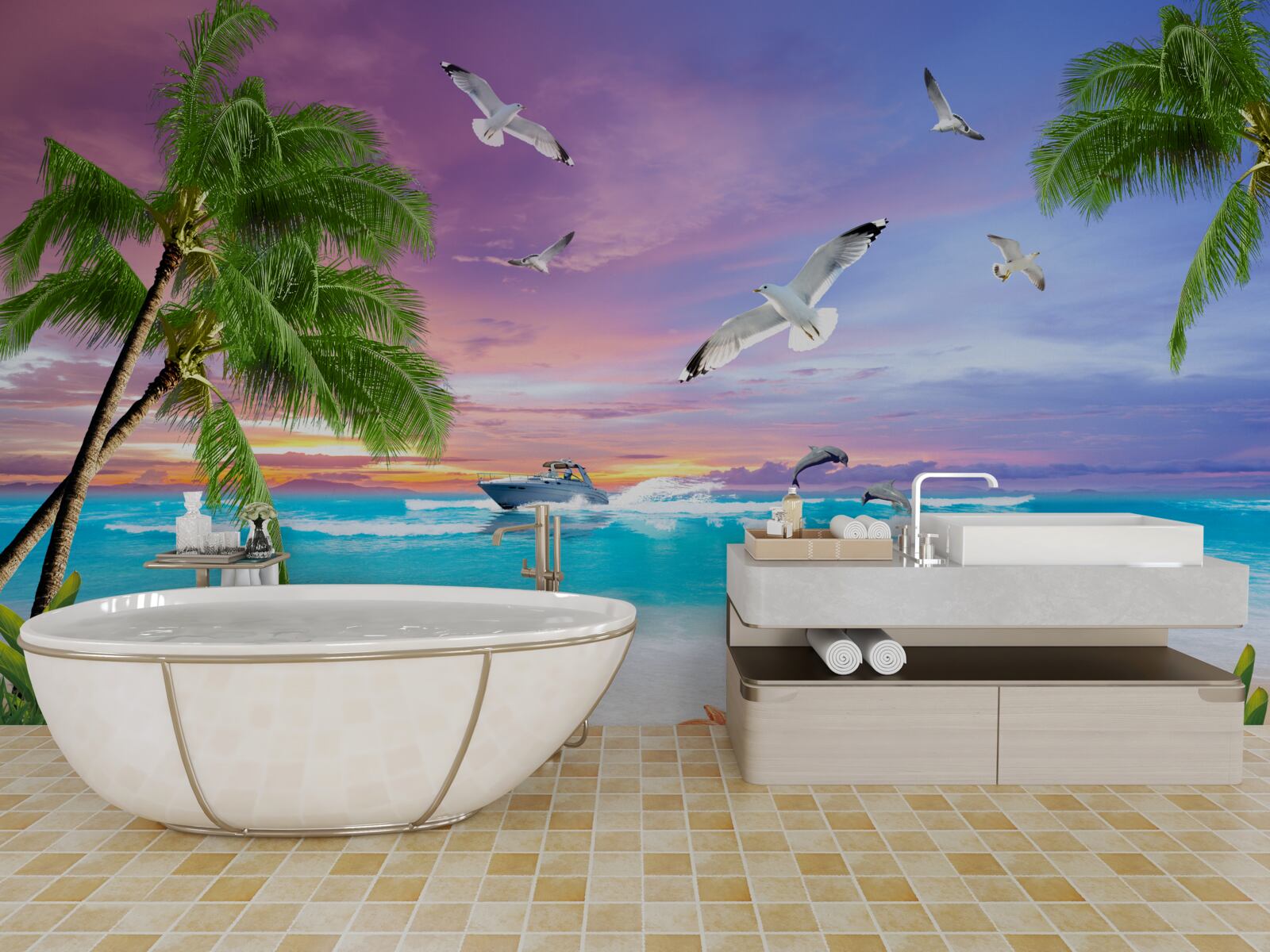 Fototapeta tropické pobrežie a loď