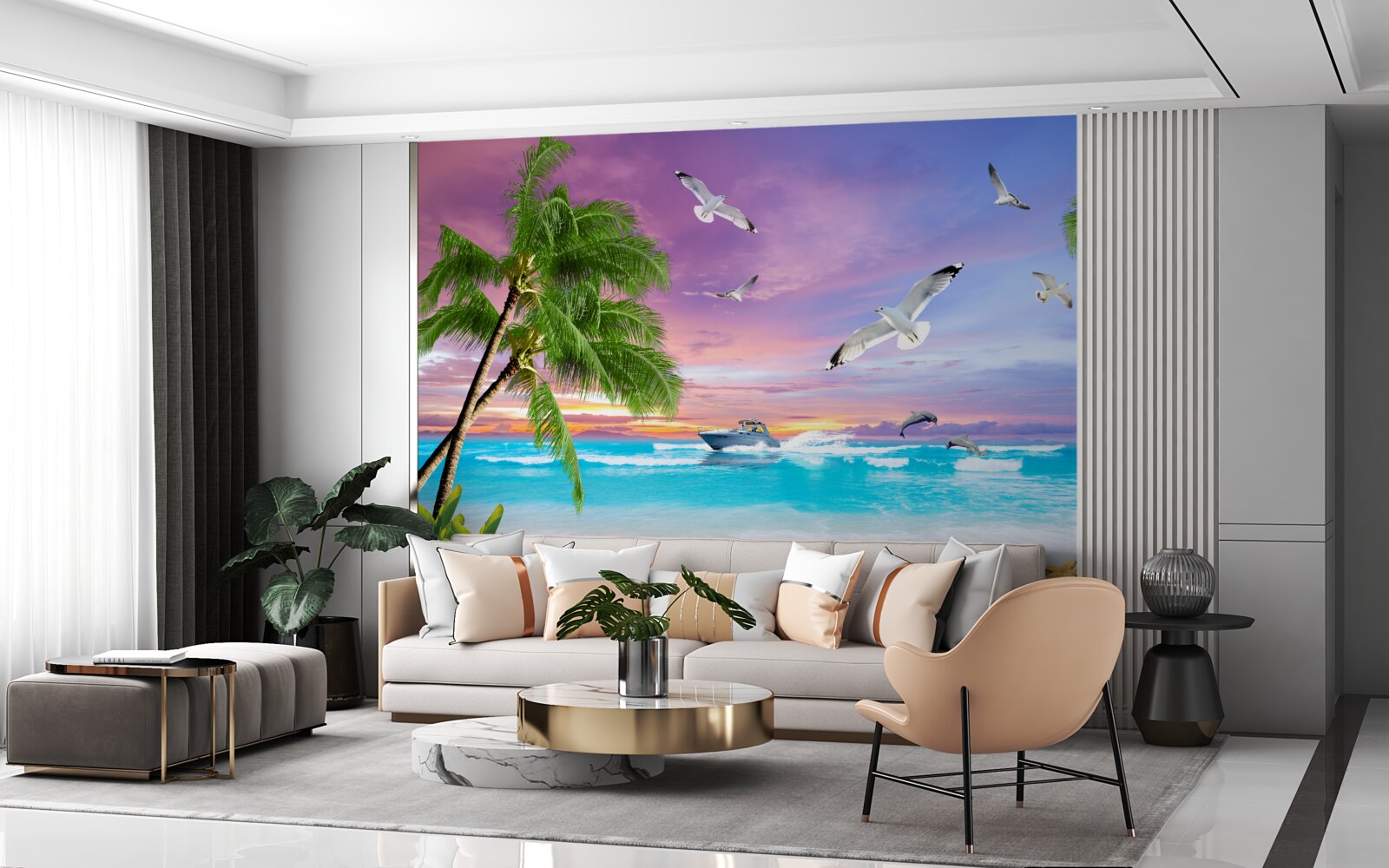 Fototapeta tropické pobrežie a loď