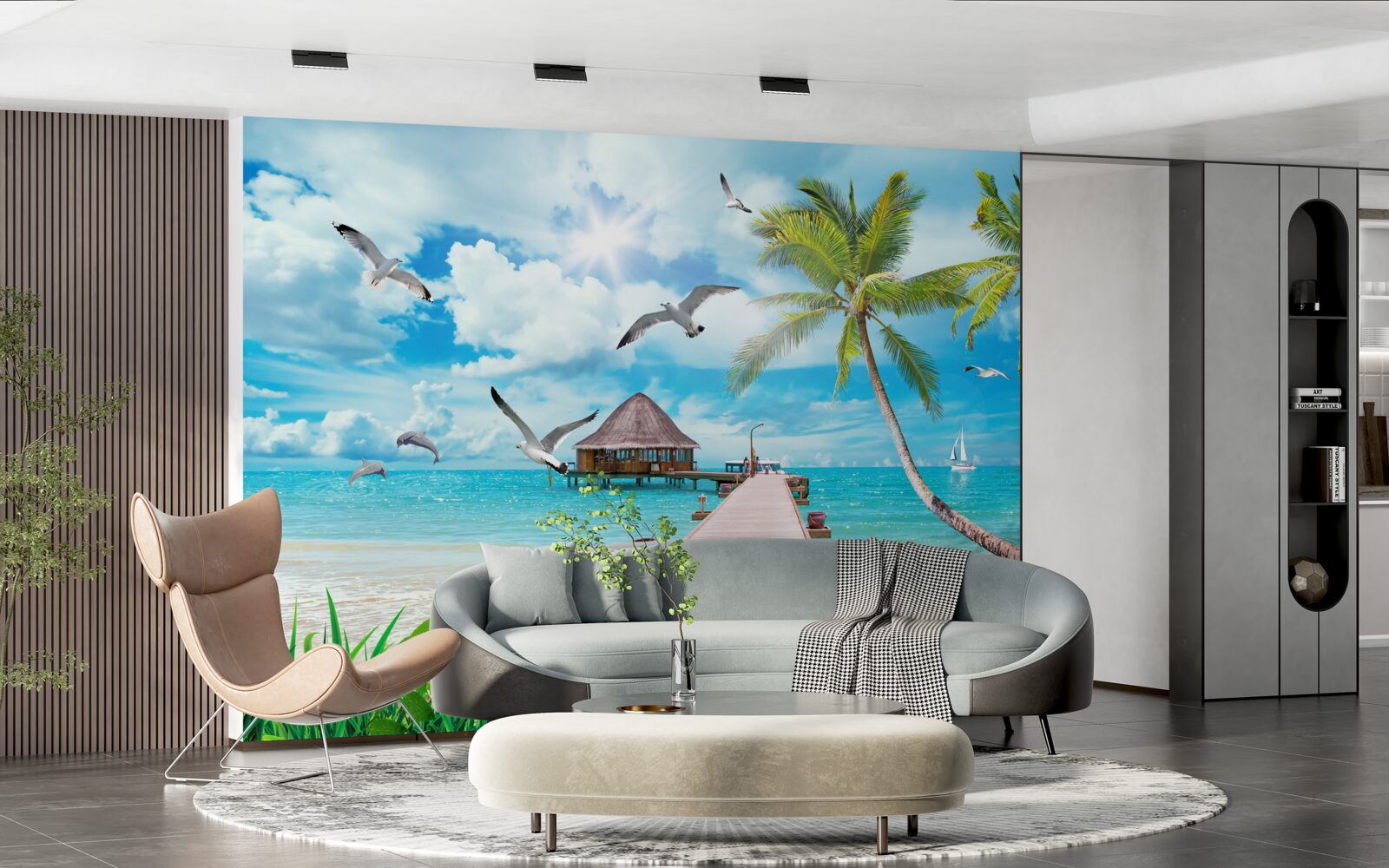 Fototapeta čajok a móla pri mori