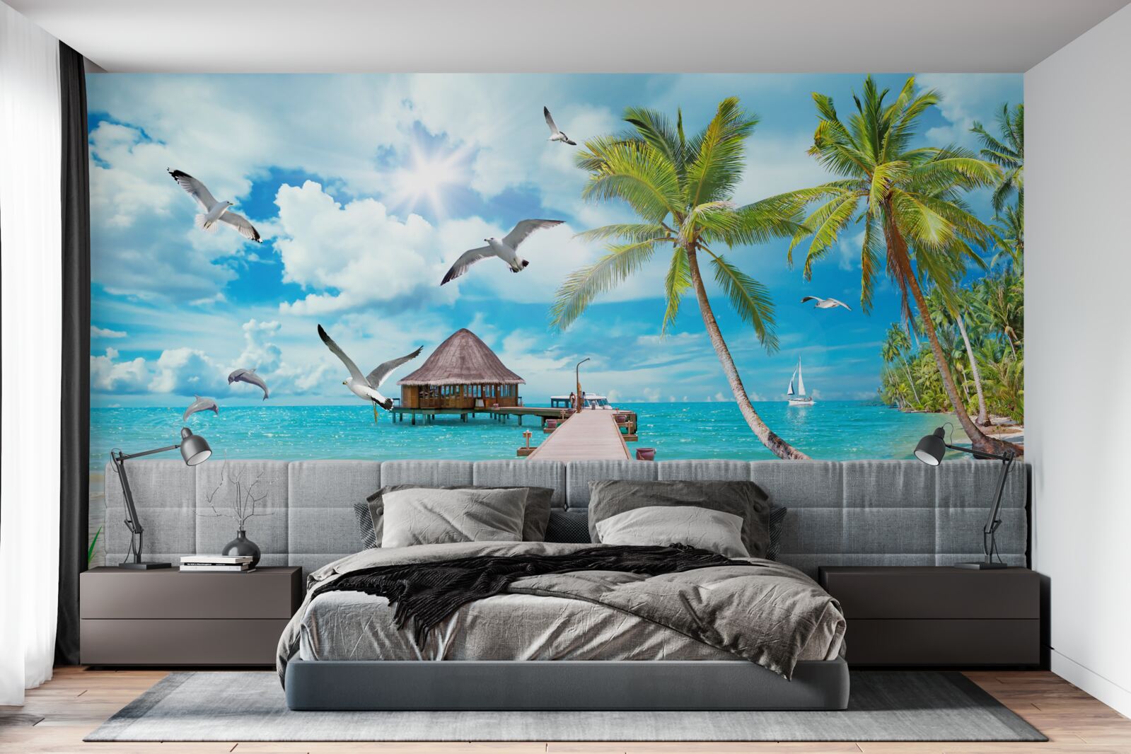 Fototapeta čajok a móla pri mori