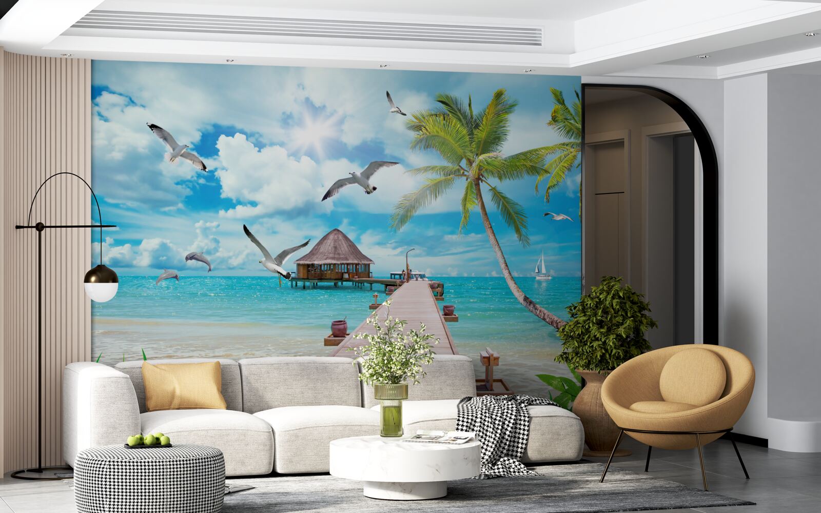 Fototapeta čajok a móla pri mori