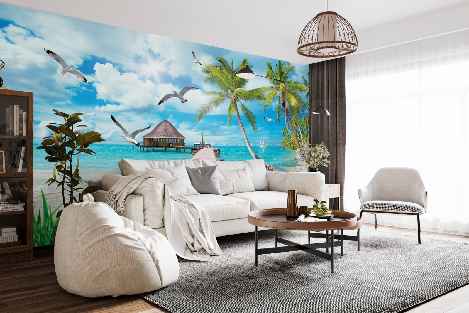 Fototapeta čajok a móla pri mori