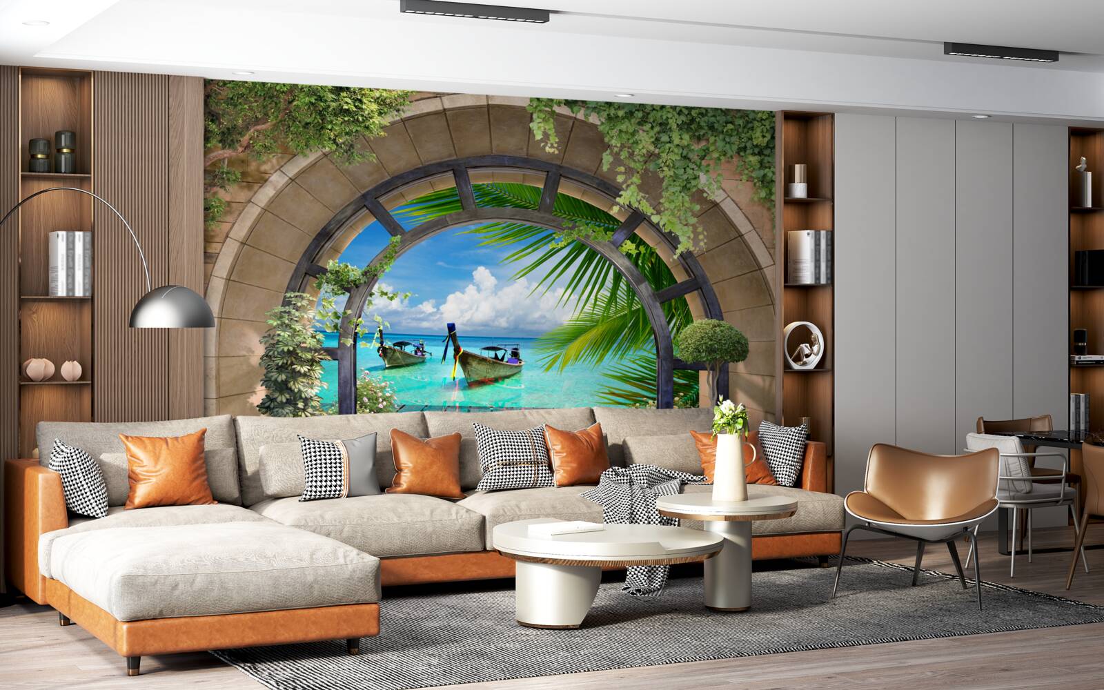 Fototapeta strešné okno s panorámou modrej vody mora