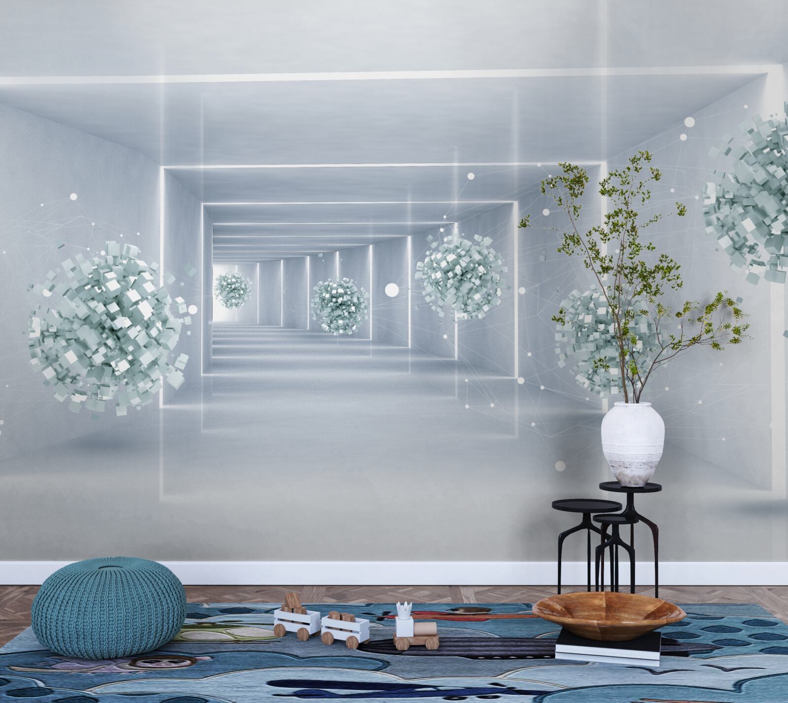 Fototapeta pohľad na tunel a do diaľky sa tiahnuce gule