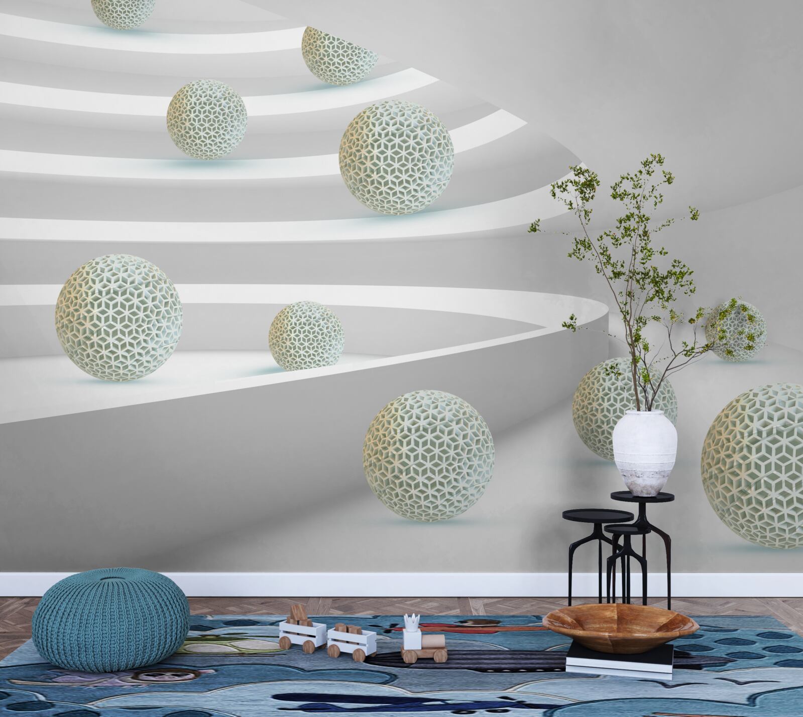 Fototapeta gule padajú po kruhových dráhach