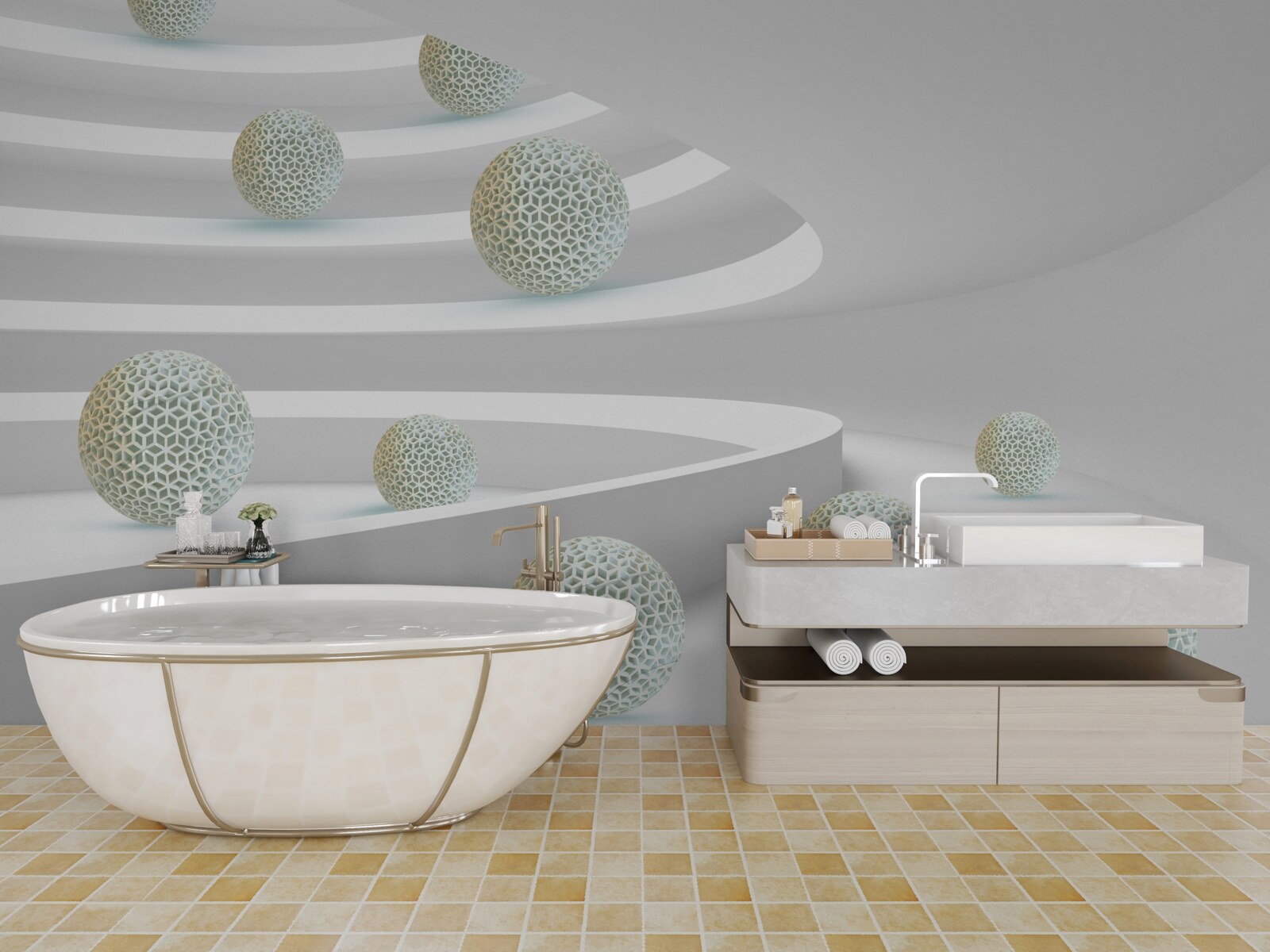 Fototapeta gule padajú po kruhových dráhach