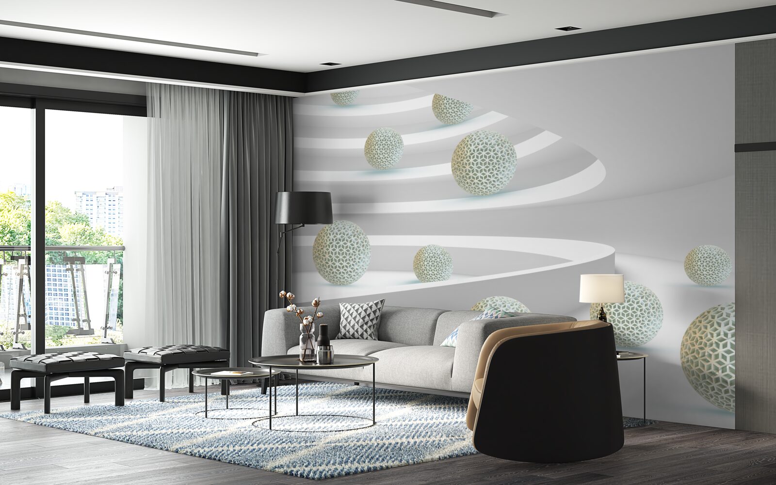 Fototapeta gule padajú po kruhových dráhach