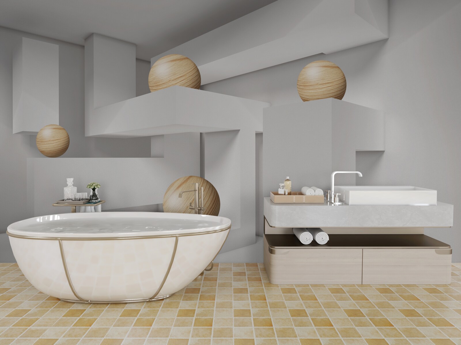 Fototapeta zlaté gule na podstavcoch