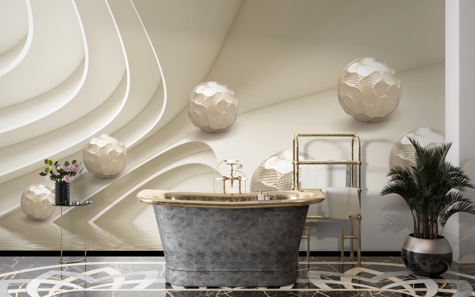 Fototapeta fazetované gule kotúľajúce sa smerom nadol