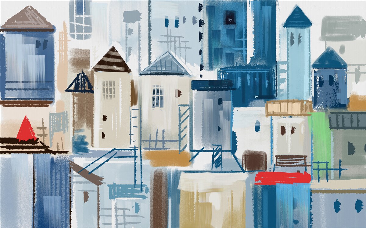 Fototapeta animovaná mestská architektúra