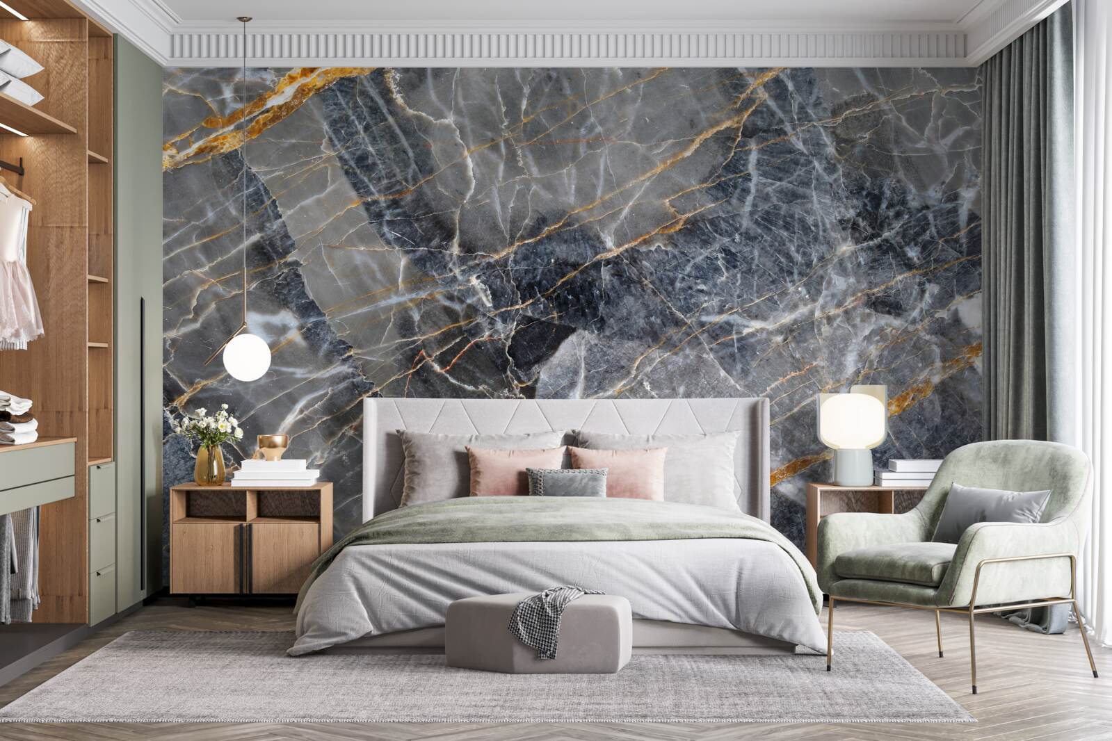 Fototapeta čierny mramor so zlatými žilami