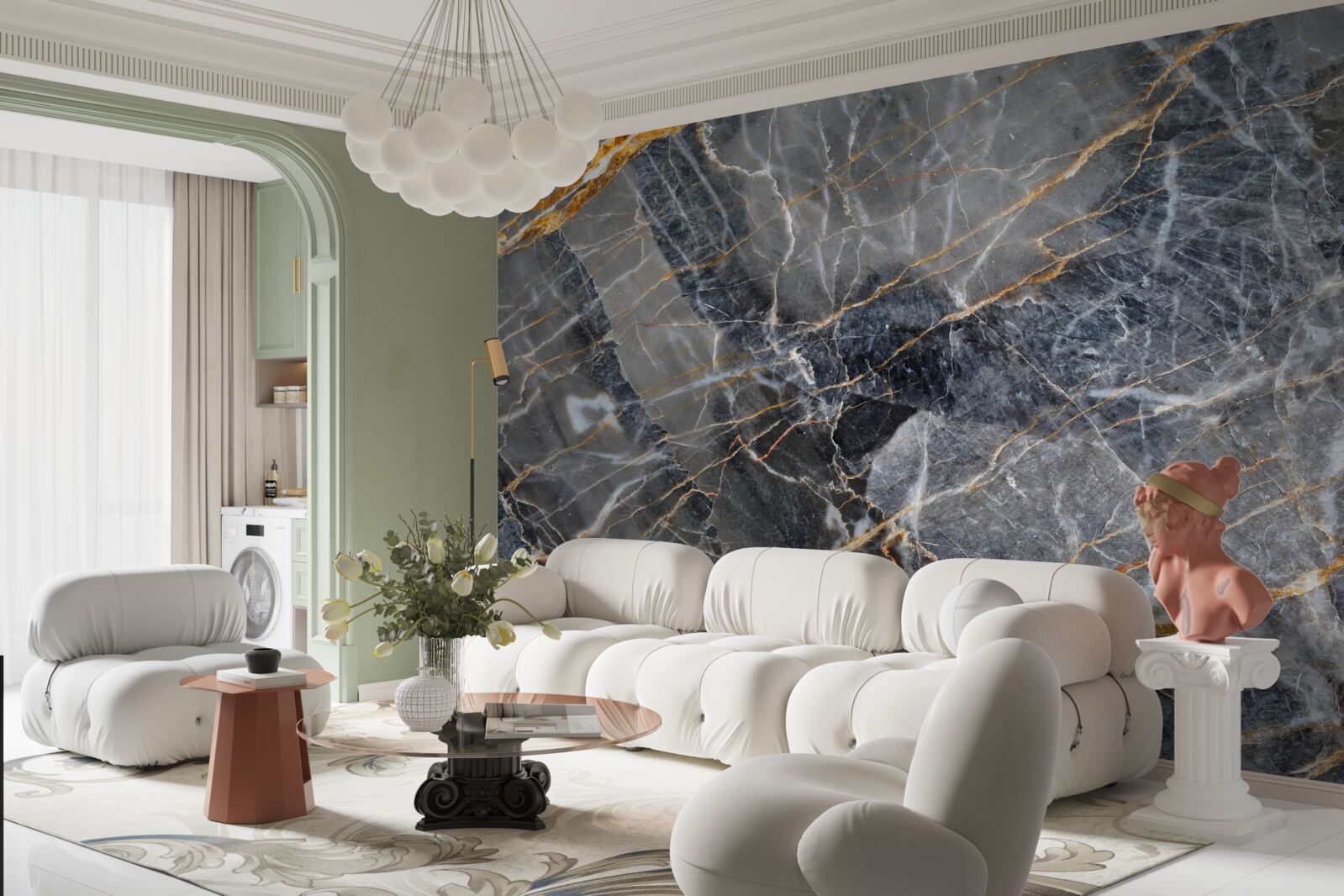 Fototapeta čierny mramor so zlatými žilami