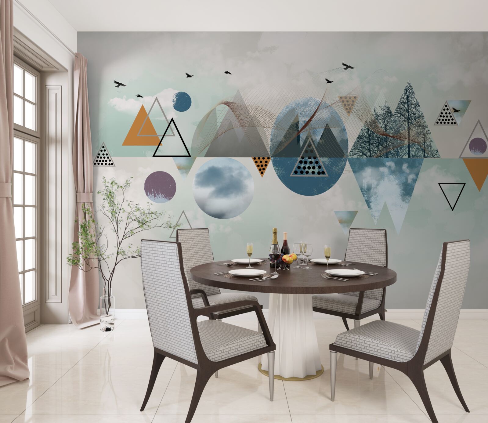 Fototapeta les v horách a rozloha azúrovej oblohy