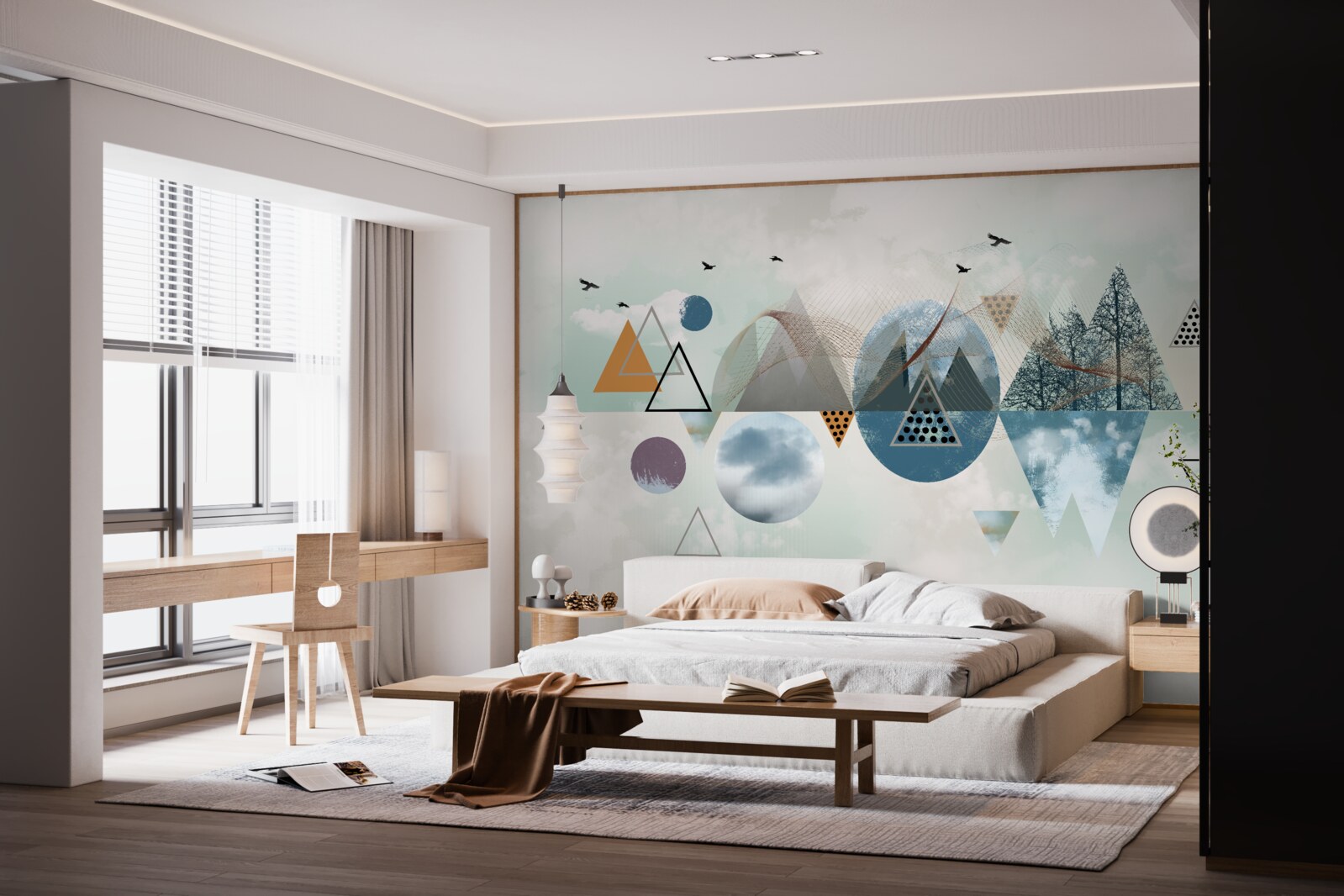 Fototapeta les v horách a rozloha azúrovej oblohy