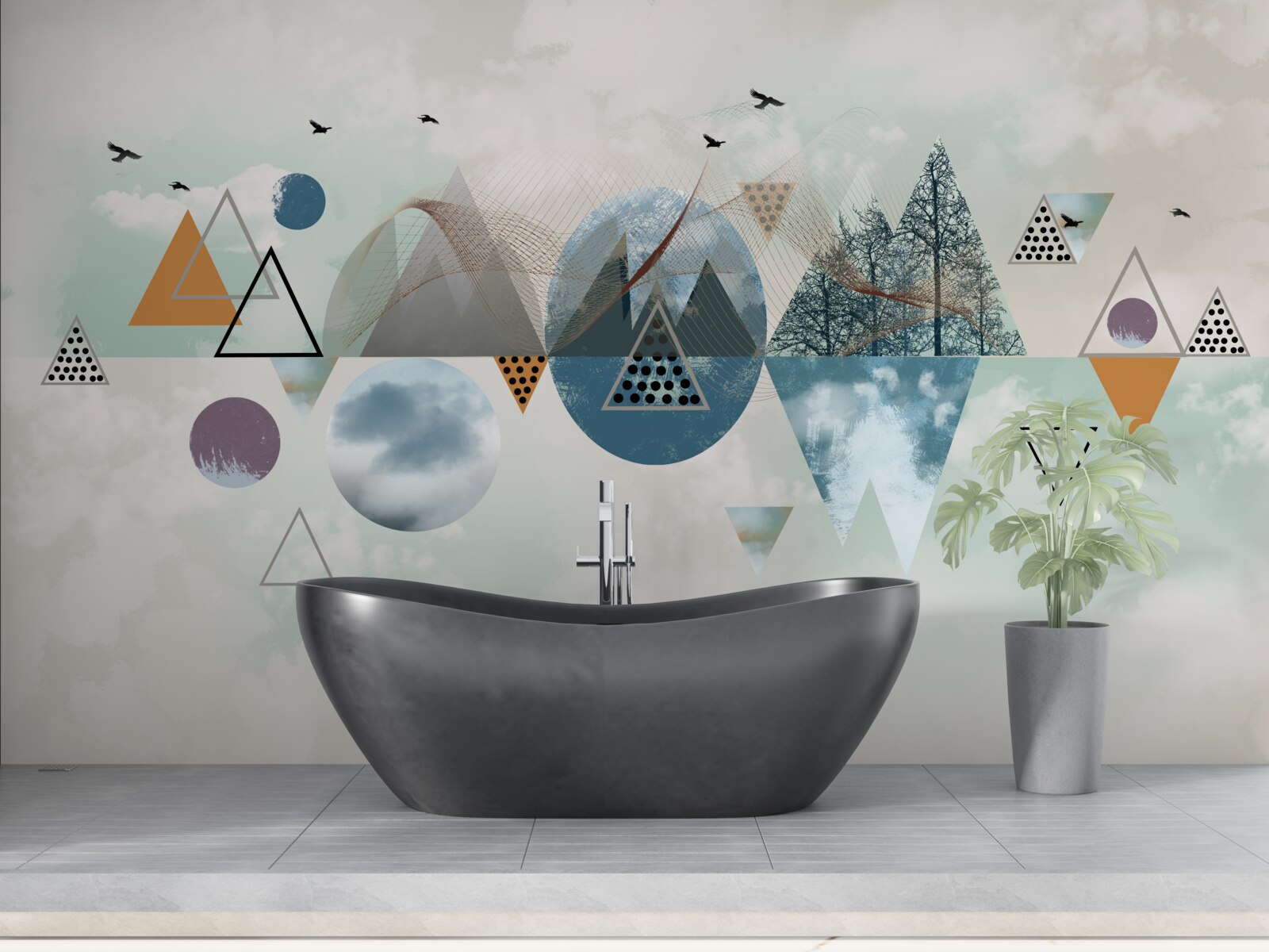 Fototapeta les v horách a rozloha azúrovej oblohy