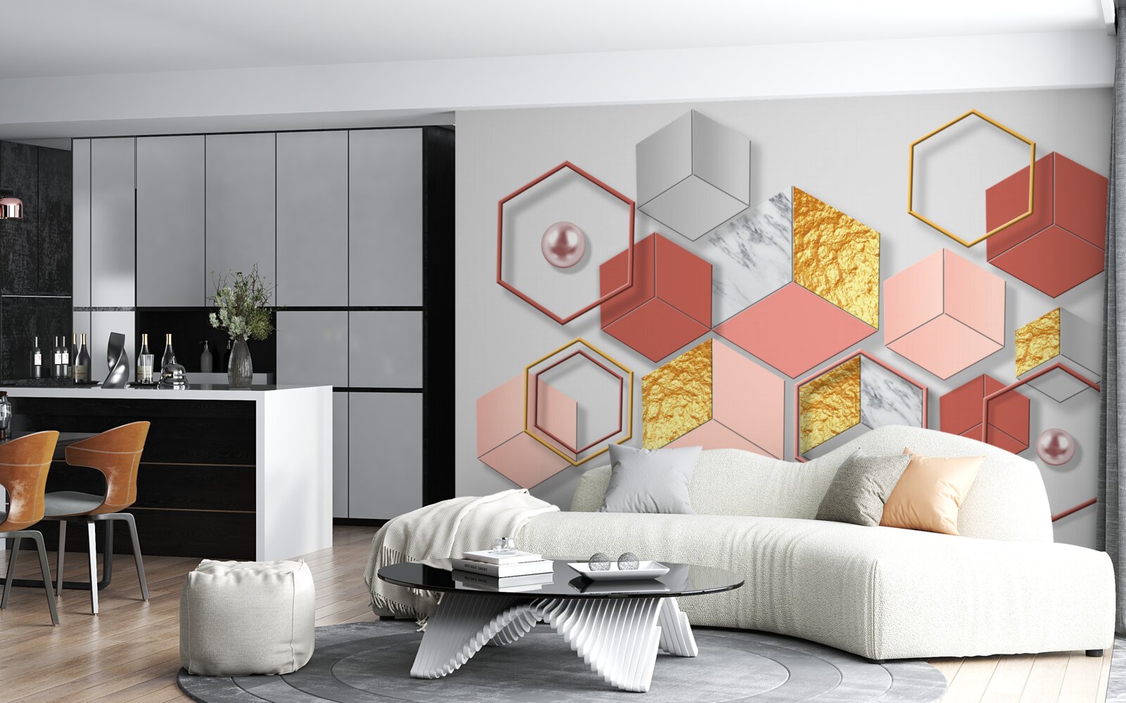 Fototapeta bordové päťuholníky s rôznym obsahom