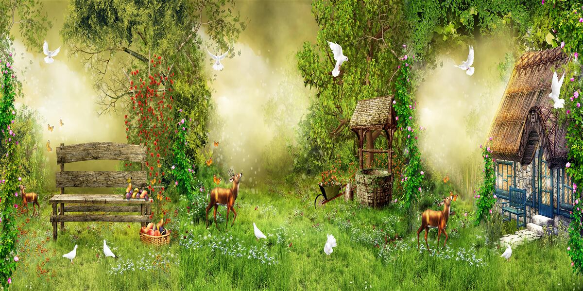 Fototapeta čarovná chalúpka medzi stromami