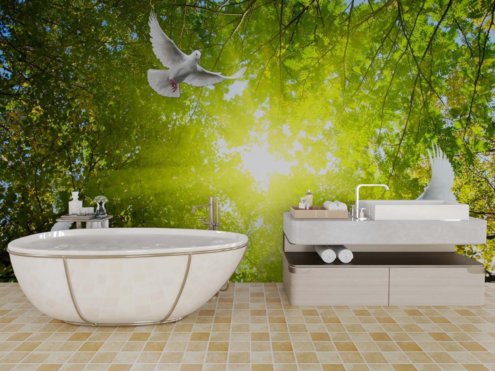 Fototapeta vtáky lietajú hlboko v lese