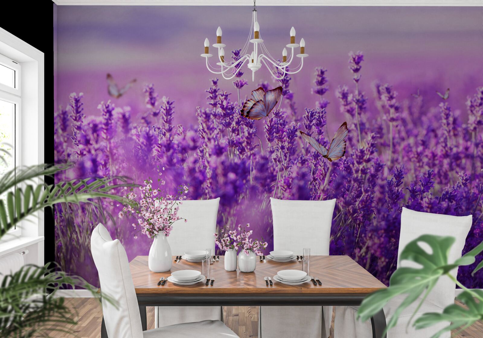 Fototapeta levanduľová farba orgovánu a motýľa
