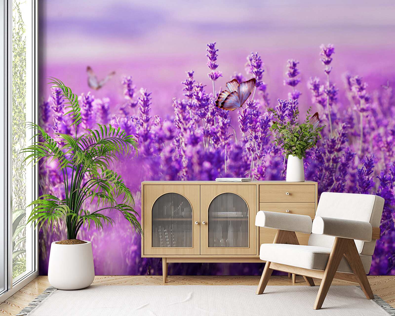 Fototapeta levanduľová farba orgovánu a motýľa