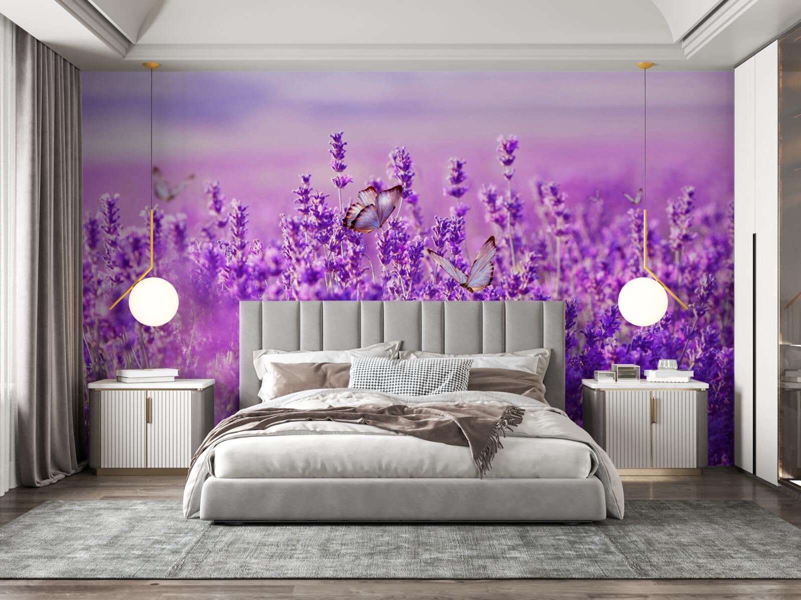 Fototapeta levanduľová farba orgovánu a motýľa