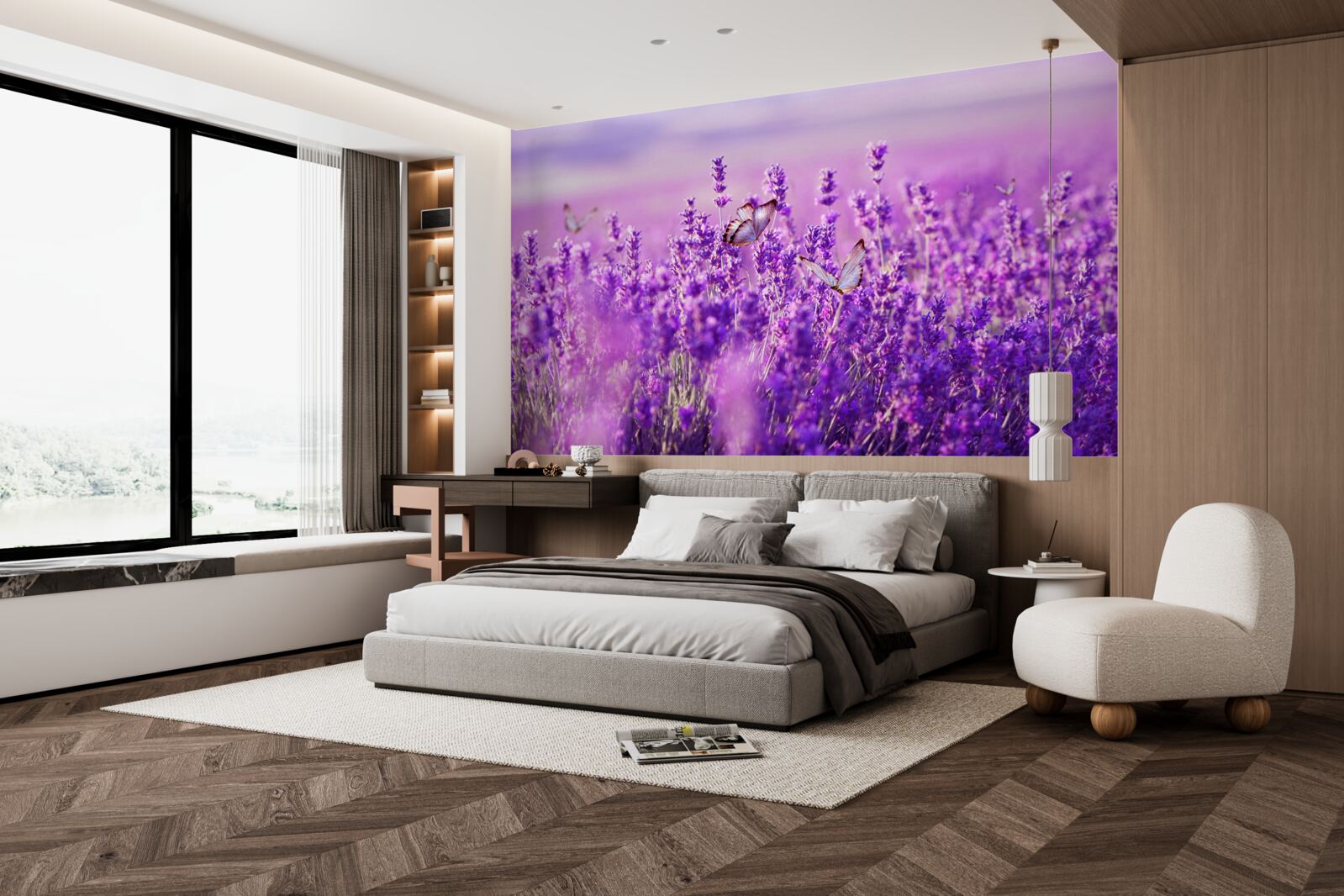 Fototapeta levanduľová farba orgovánu a motýľa