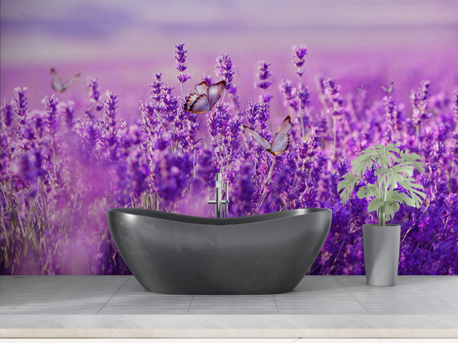 Fototapeta levanduľová farba orgovánu a motýľa