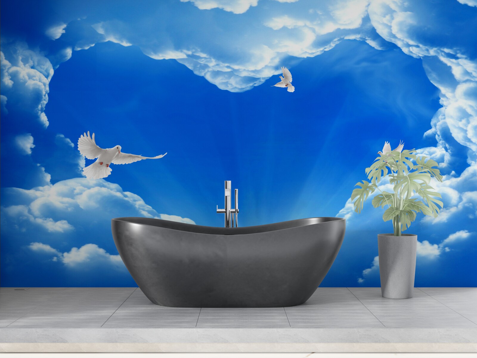 Fototapeta modré vtáky lietajú do neba