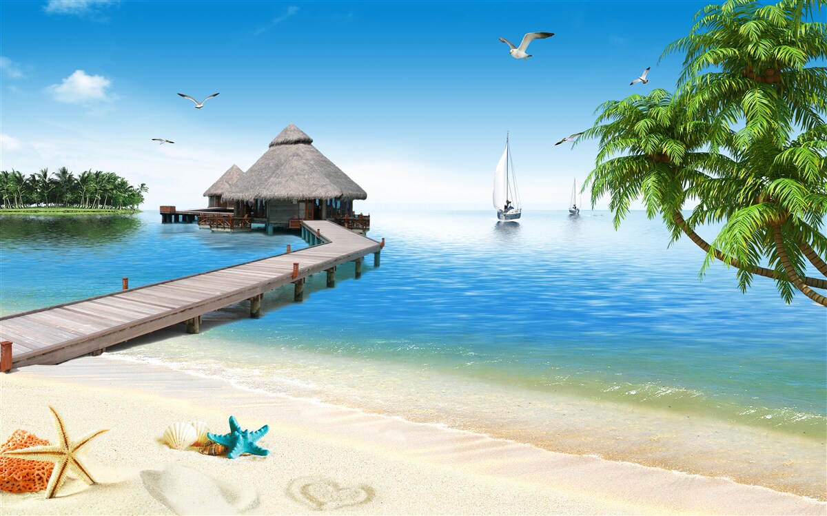 Fototapeta pokojná lagúna na ostrove