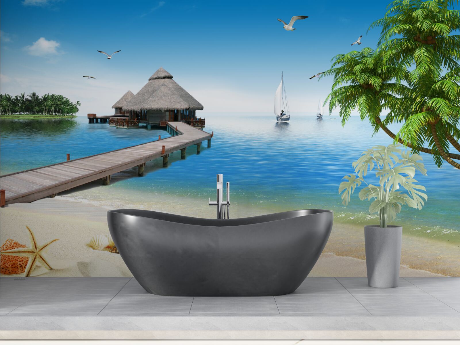 Fototapeta pokojná lagúna na ostrove