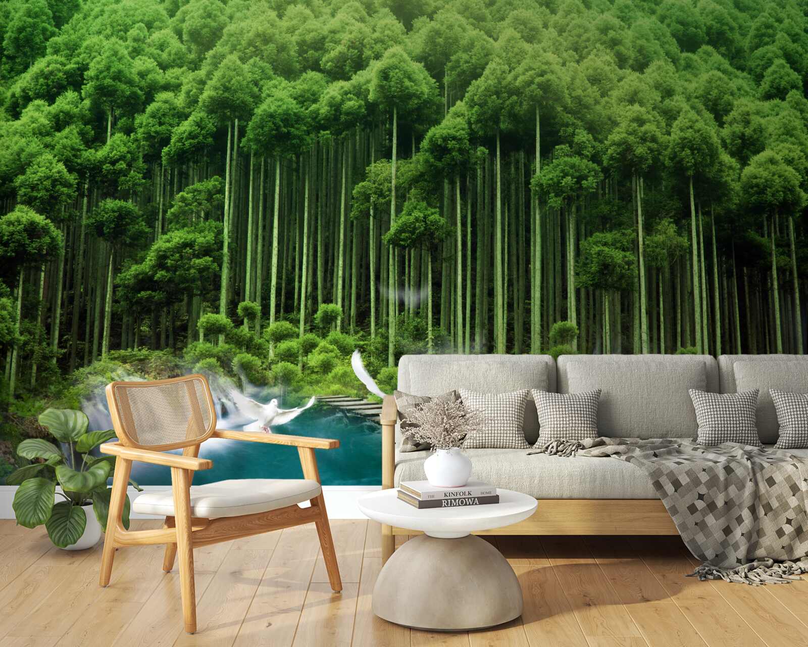 Fototapeta napájadlo v zelenej húštine, kde sa zhromažďovali vtáky