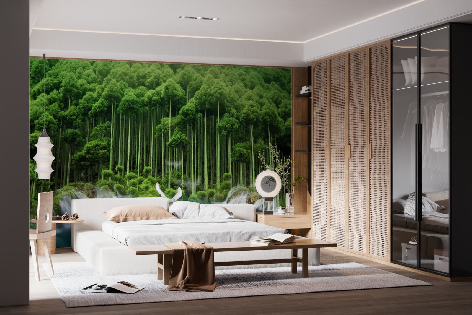 Fototapeta napájadlo v zelenej húštine, kde sa zhromažďovali vtáky