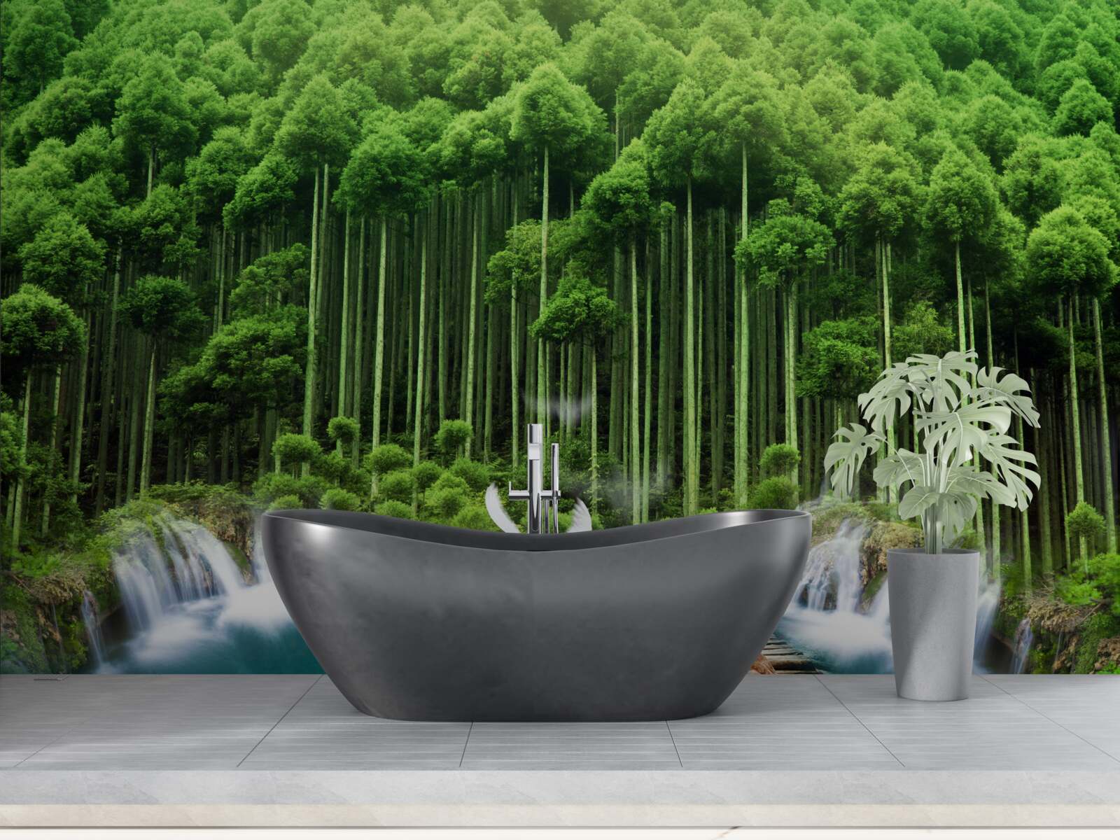 Fototapeta napájadlo v zelenej húštine, kde sa zhromažďovali vtáky