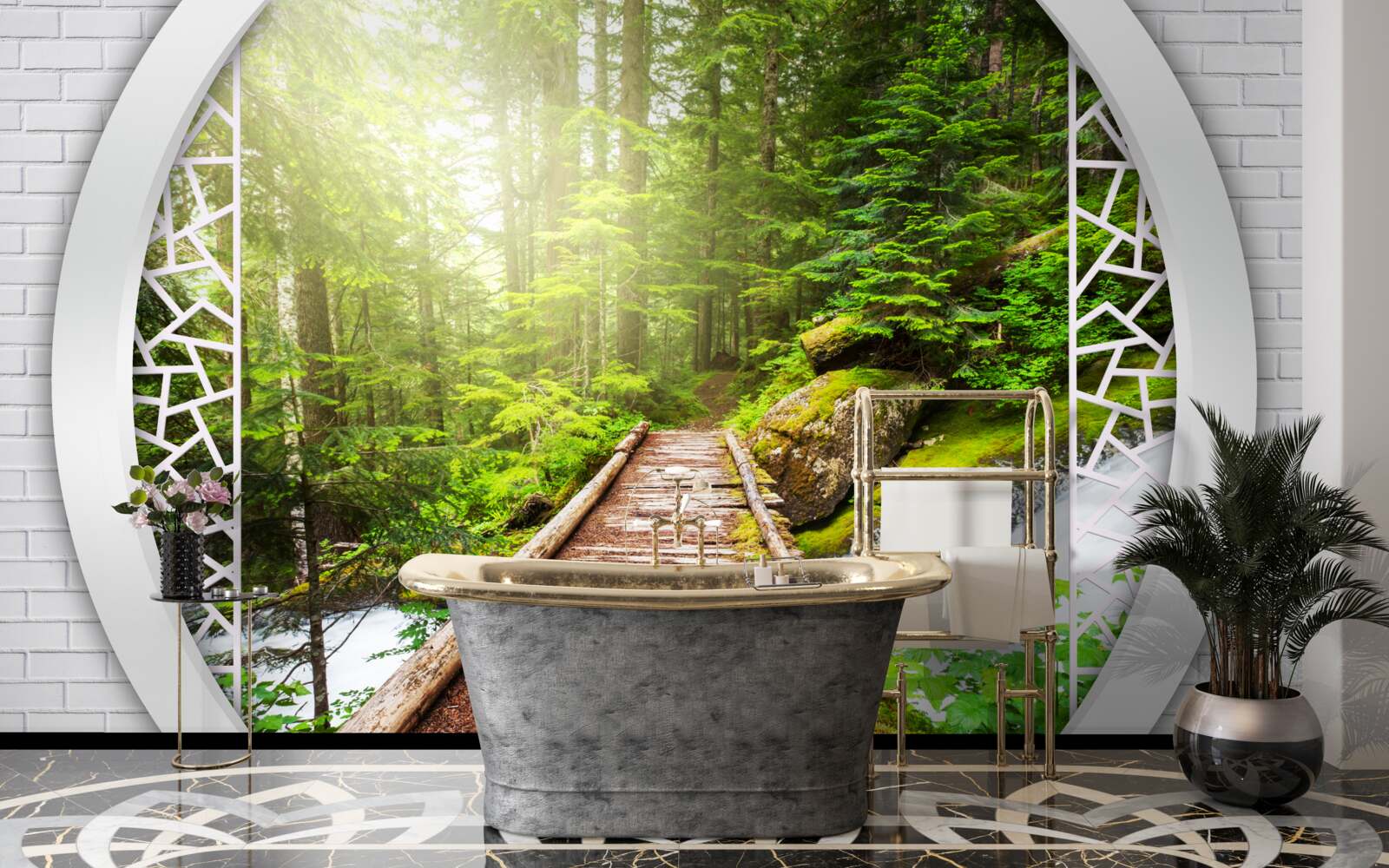 Fototapeta Horský chodník prechádzajúci hustým lesom