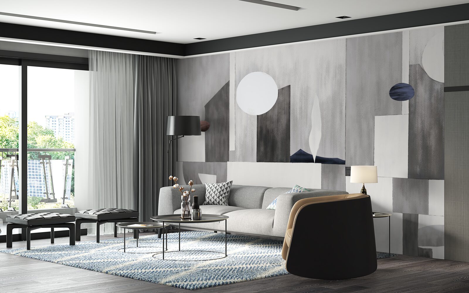 Fototapeta mesto sa prebúdza pod vychádzajúcim slnkom