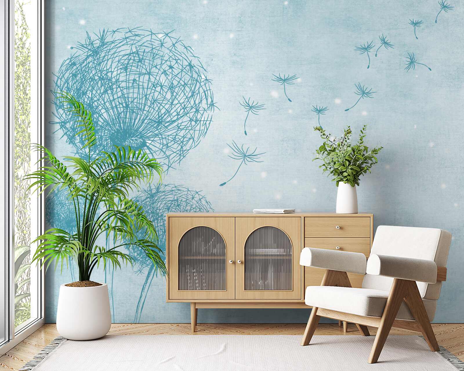 Fototapeta púpavy lietajúce na oblohe