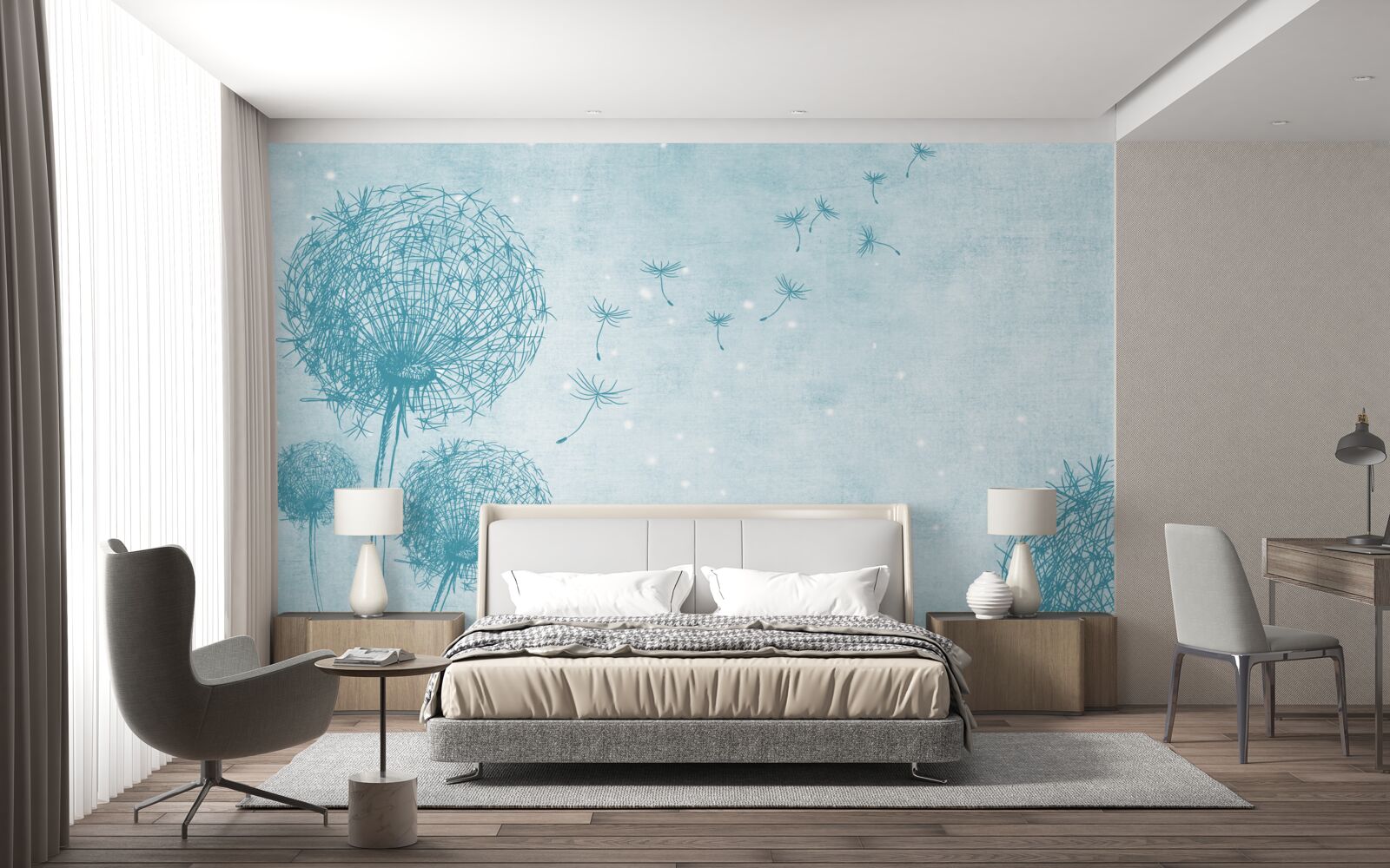 Fototapeta púpavy lietajúce na oblohe