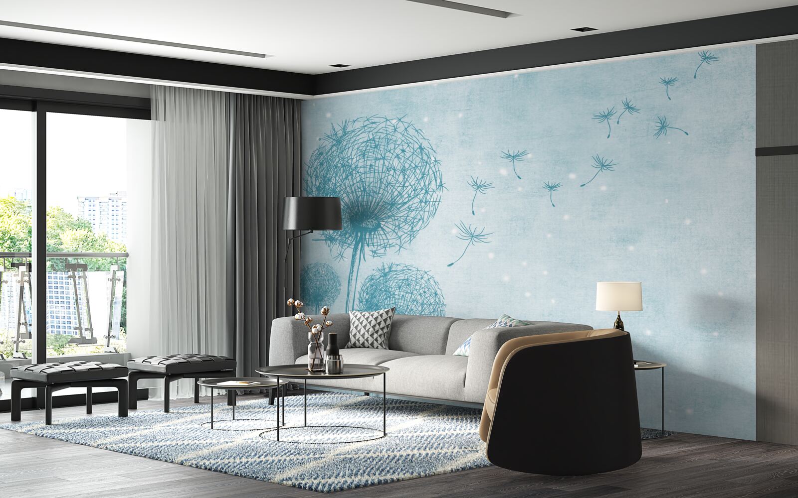 Fototapeta púpavy lietajúce na oblohe