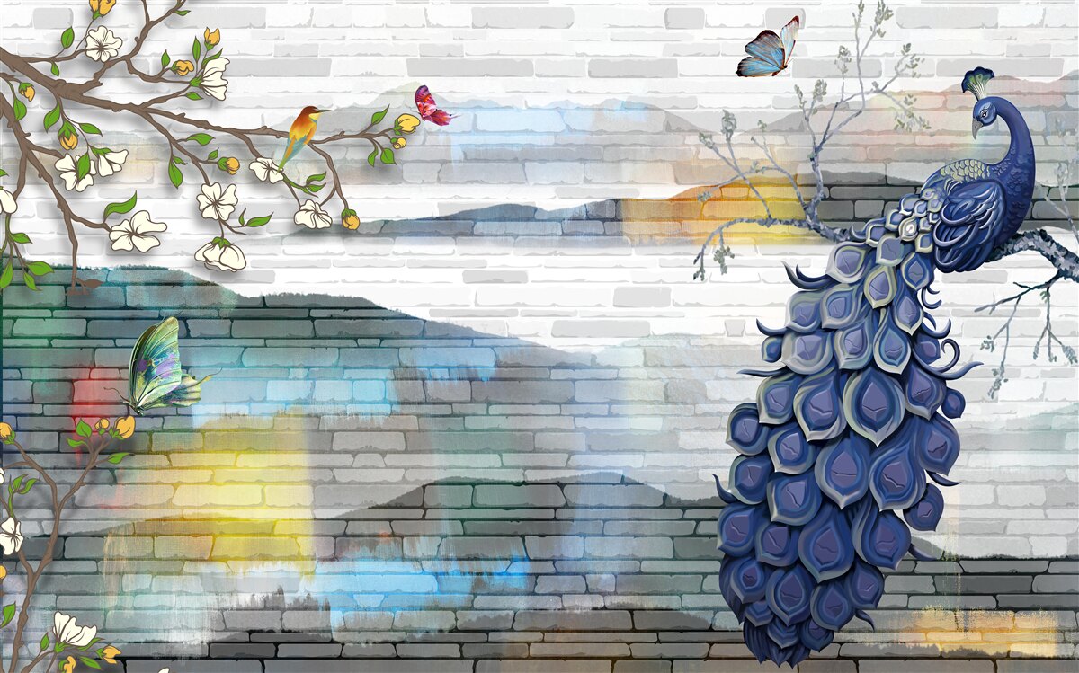 Fototapeta abstrakcia páva a jazmínu