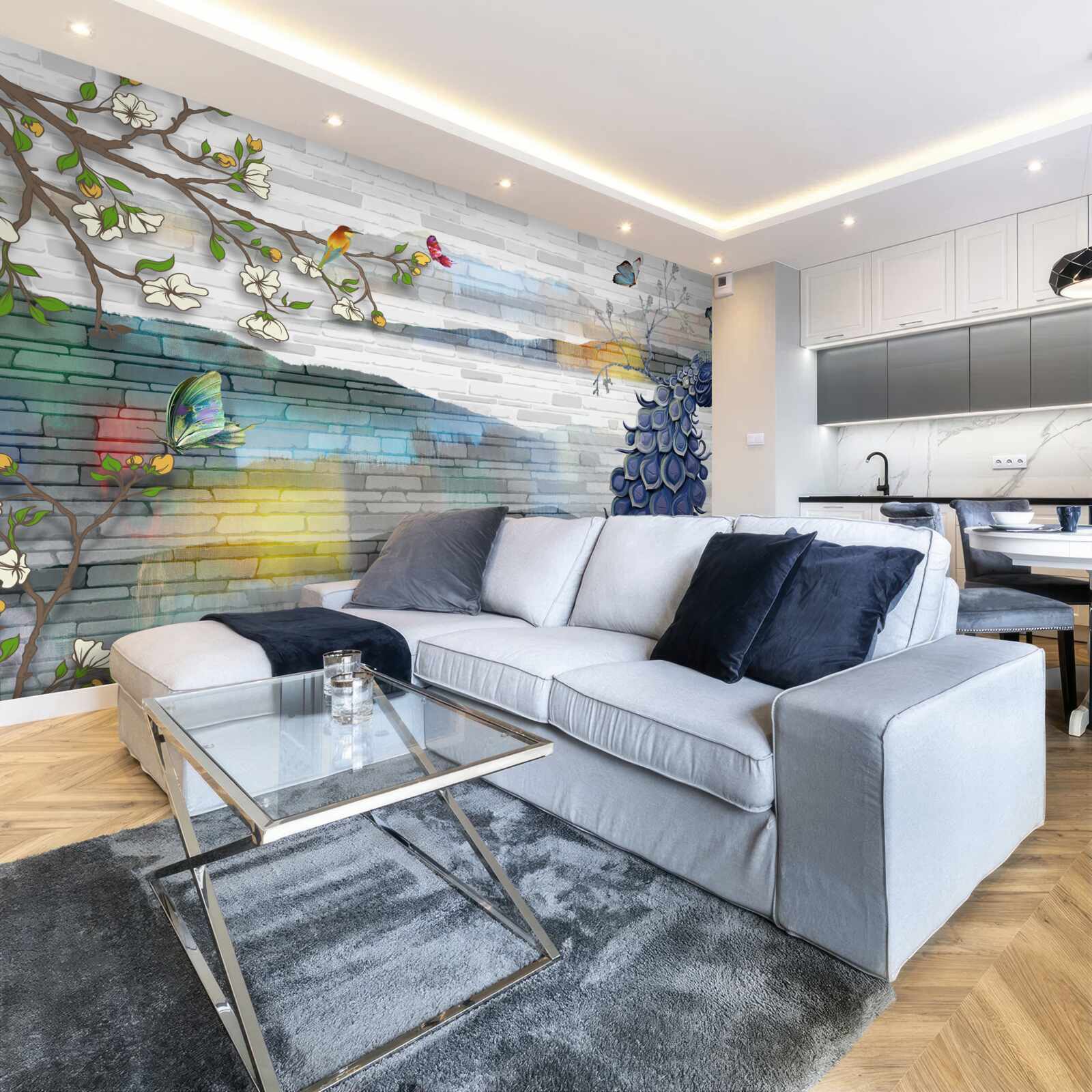 Fototapeta abstrakcia páva a jazmínu