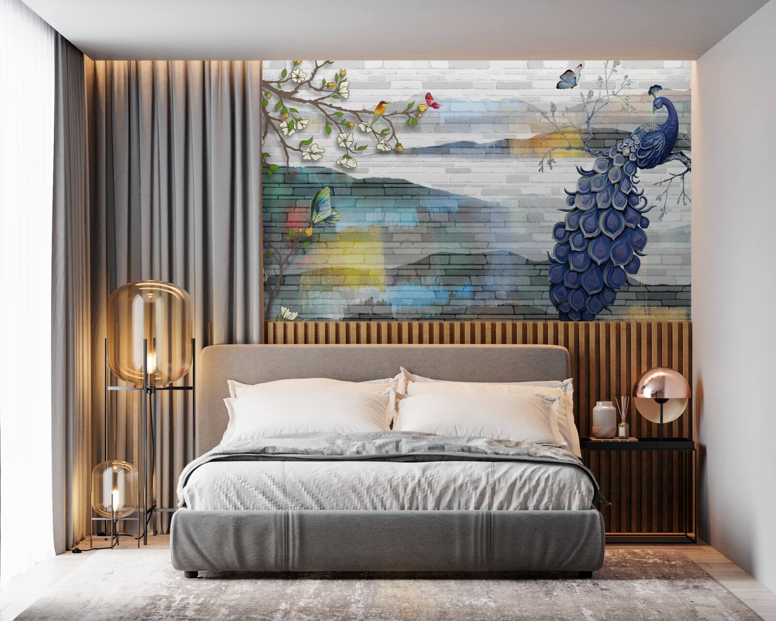 Fototapeta abstrakcia páva a jazmínu