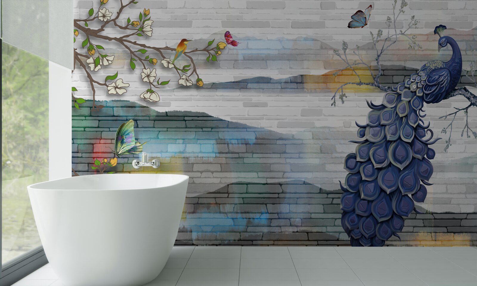 Fototapeta abstrakcia páva a jazmínu